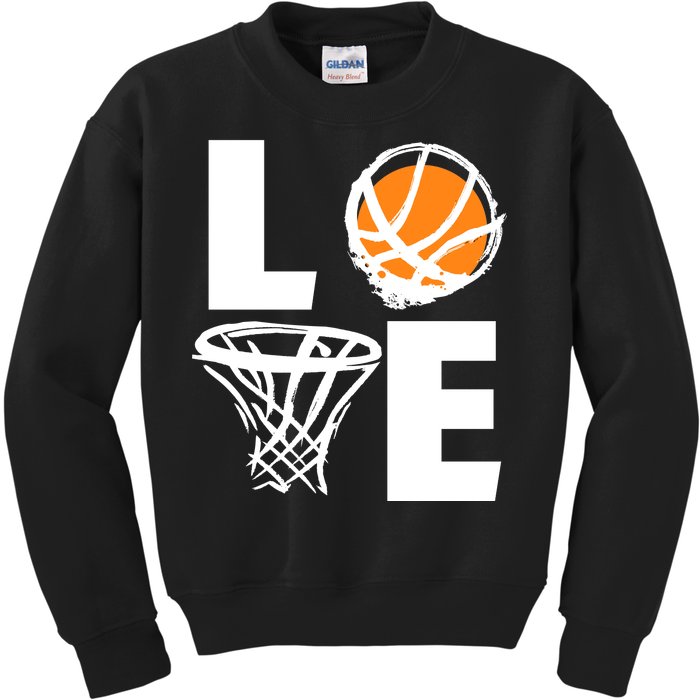 Love Basketball Hoop Kids Sweatshirt