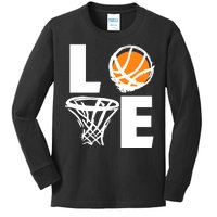 Love Basketball Hoop Kids Long Sleeve Shirt