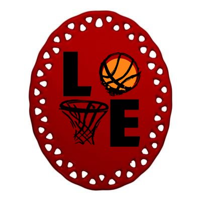 Love Basketball Hoop Ceramic Oval Ornament