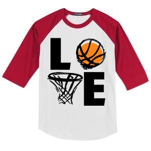 Love Basketball Hoop Kids Colorblock Raglan Jersey