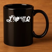 Love Basketball Symbols  11oz C Handle Ceramic Mug