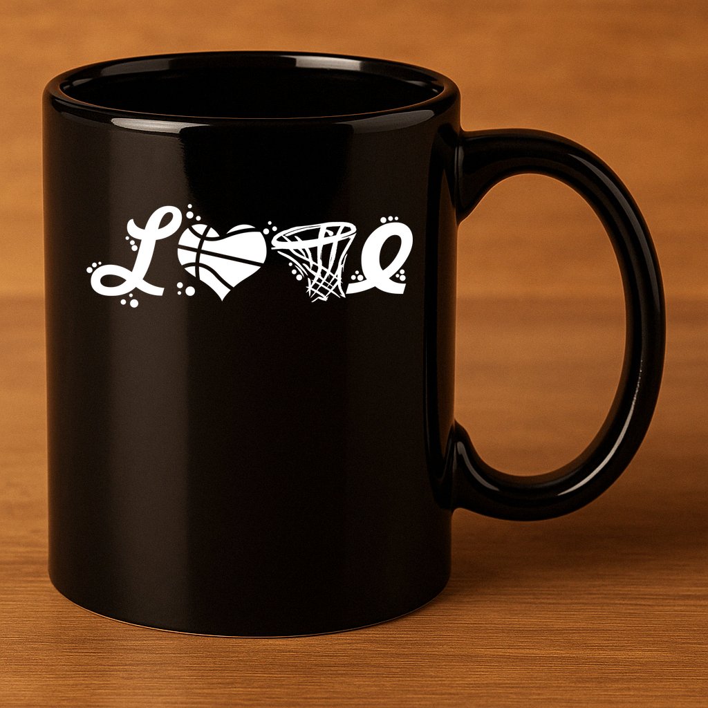 Love Basketball Symbols  11oz C Handle Ceramic Mug
