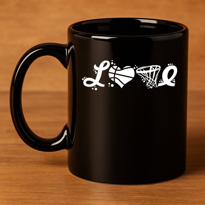 Love Basketball Symbols  11oz C Handle Ceramic Mug