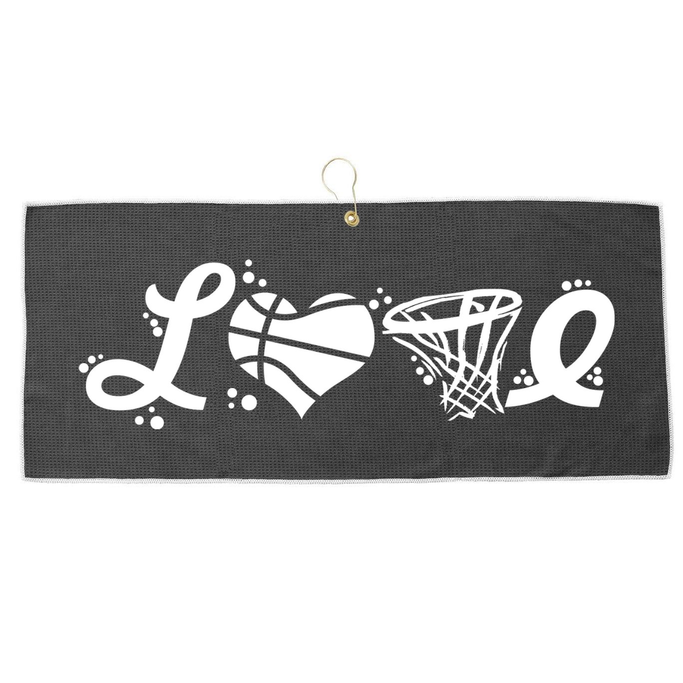 Love Basketball Symbols  Large Microfiber Waffle Golf Towel