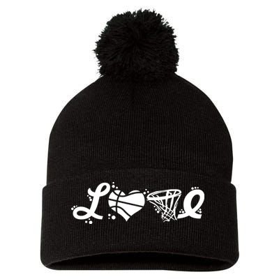 Love Basketball Symbols  Pom Pom 12in Knit Beanie