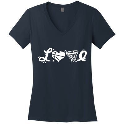 Love Basketball Symbols  Women's V-Neck T-Shirt