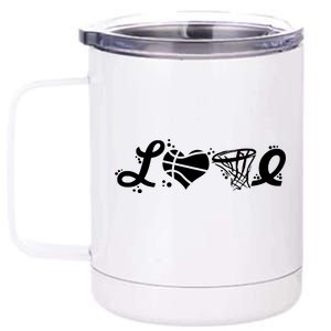 Love Basketball Symbols  12 oz Stainless Steel Tumbler Cup