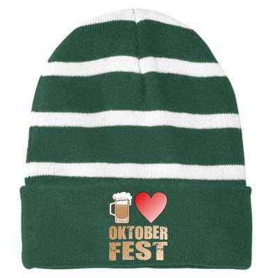 Love Beer Ocktoberfest Striped Beanie with Solid Band