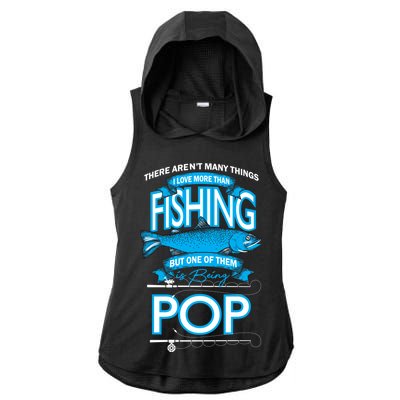 Love Being Pop More Than Fishing Ladies PosiCharge Tri-Blend Wicking Draft Hoodie Tank