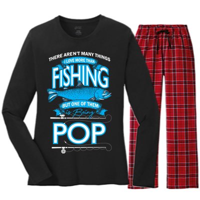 Love Being Pop More Than Fishing Women's Long Sleeve Flannel Pajama Set 