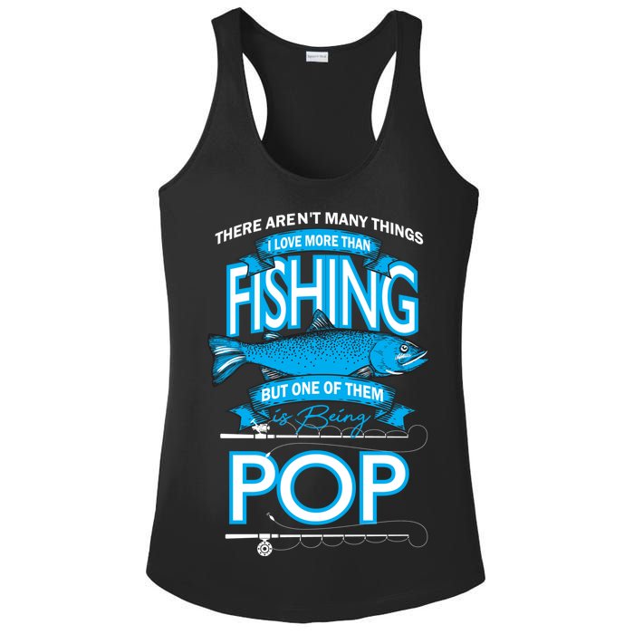 Love Being Pop More Than Fishing Ladies PosiCharge Competitor Racerback Tank