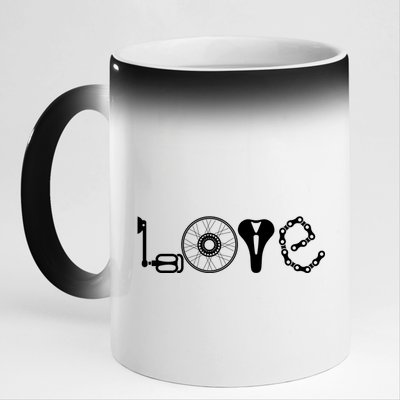 Love Bicycle Bike Cycling 11oz Black Color Changing Mug