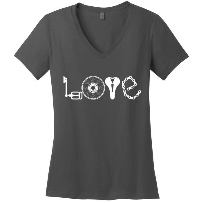 Love Bicycle Bike Cycling Women's V-Neck T-Shirt