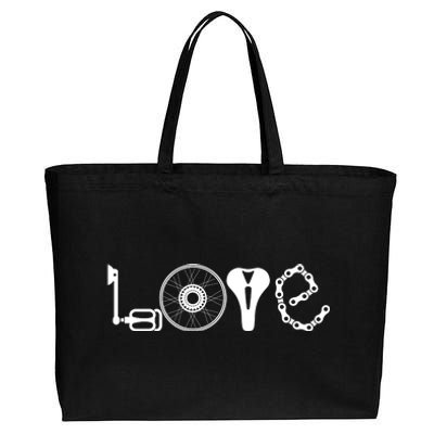 Love Bicycle Bike Cycling Cotton Canvas Jumbo Tote