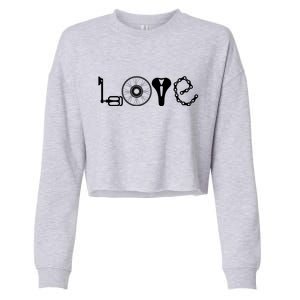 Love Bicycle Bike Cycling Cropped Pullover Crew