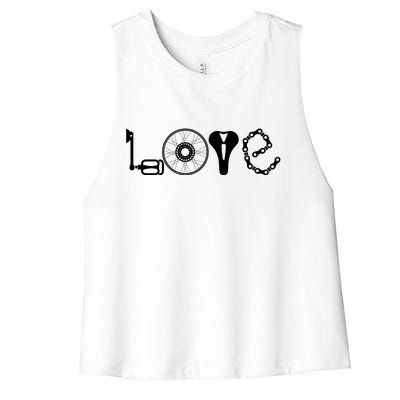 Love Bicycle Bike Cycling Women's Racerback Cropped Tank