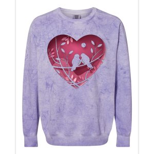 Love Birds Hollow Heart Colorblast Crewneck Sweatshirt