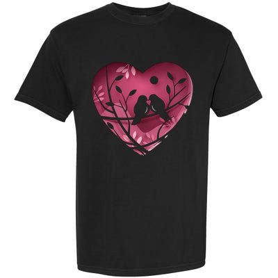 Love Birds Hollow Heart Garment-Dyed Heavyweight T-Shirt