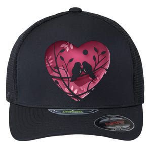 Love Birds Hollow Heart Flexfit Unipanel Trucker Cap