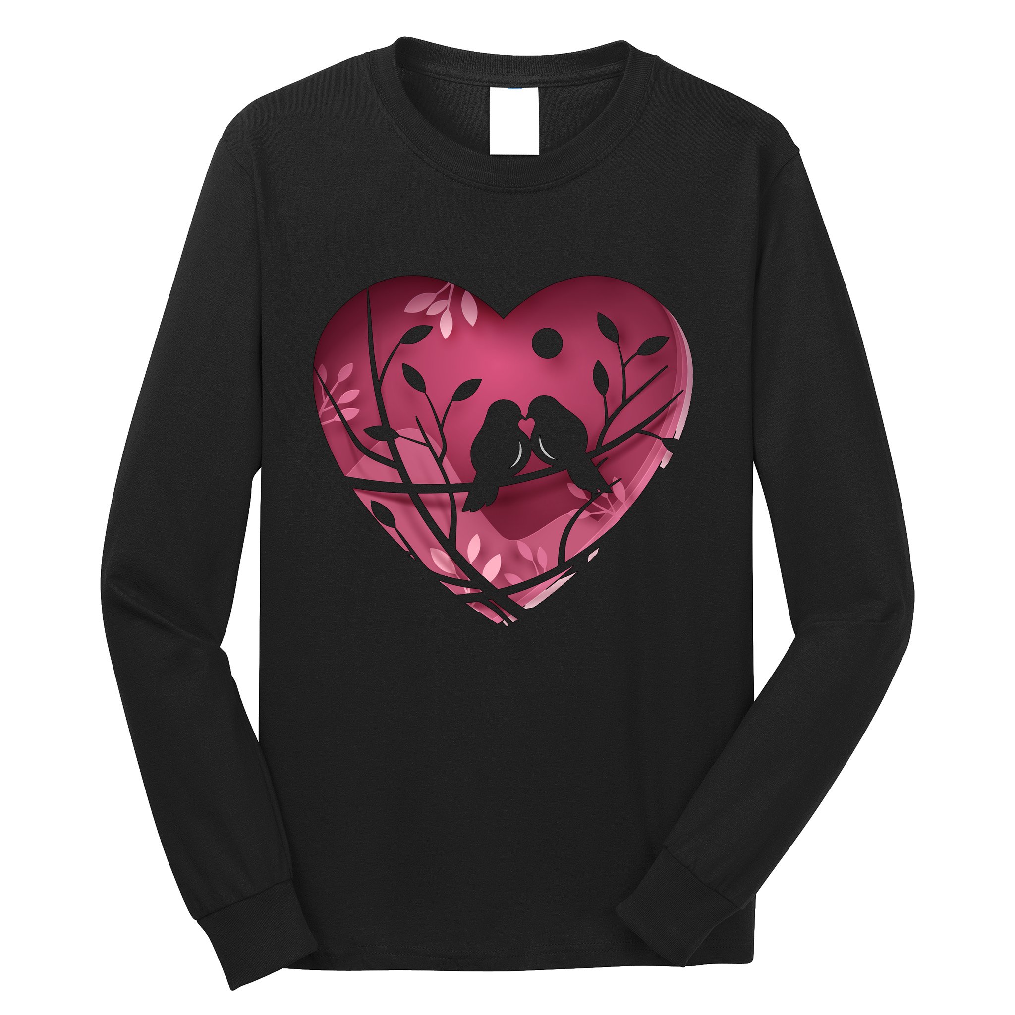 Love Birds Hollow Heart Long Sleeve Shirt