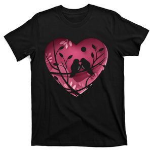 Love Birds Hollow Heart T-Shirt