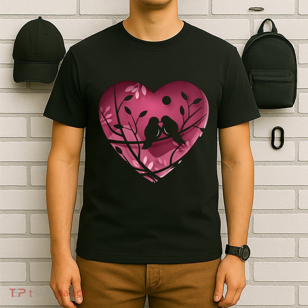 Love Birds Hollow Heart T-Shirt
