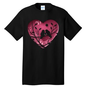 Love Birds Hollow Heart Tall T-Shirt