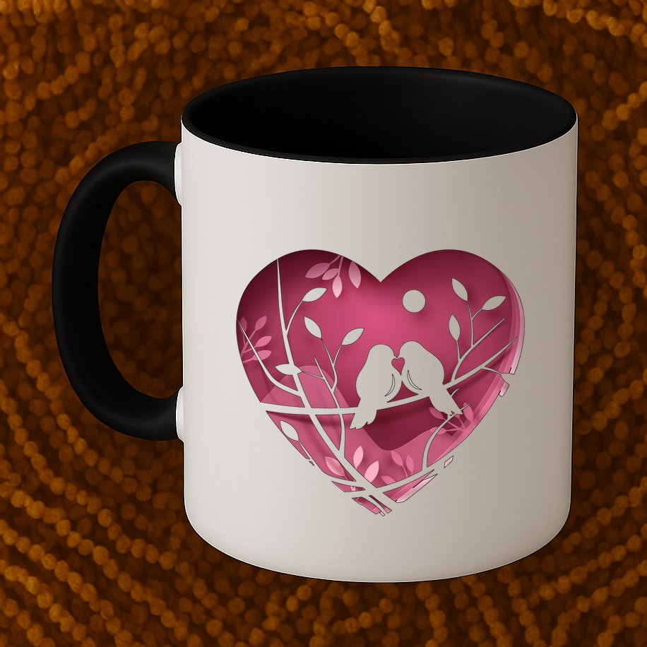 Love Birds Hollow Heart Mug