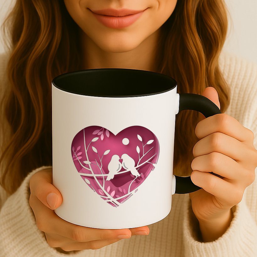Love Birds Hollow Heart Mug