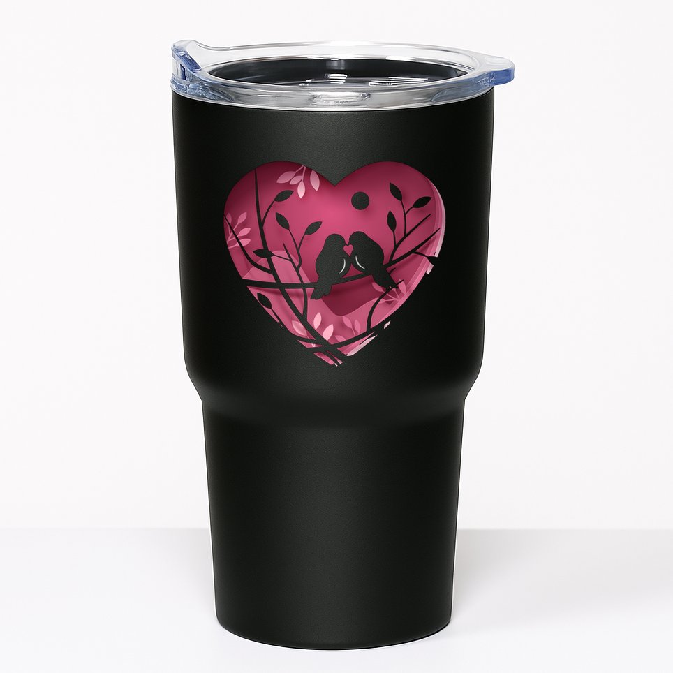 Love Birds Hollow Heart Tumbler