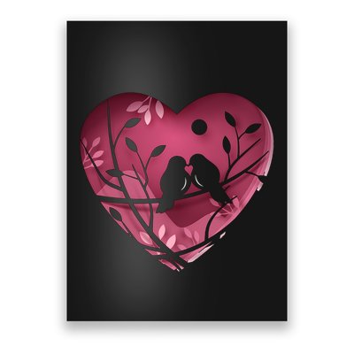 Love Birds Hollow Heart Poster