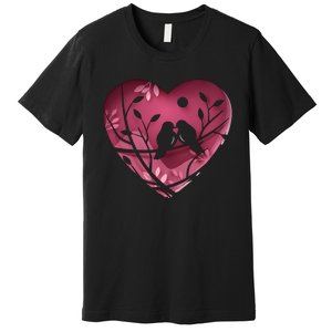 Love Birds Hollow Heart Premium T-Shirt