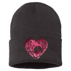 Love Birds Hollow Heart Sustainable Knit Beanie