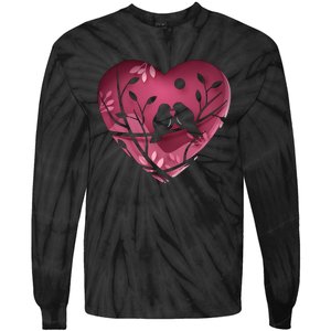 Love Birds Hollow Heart Tie-Dye Long Sleeve Shirt