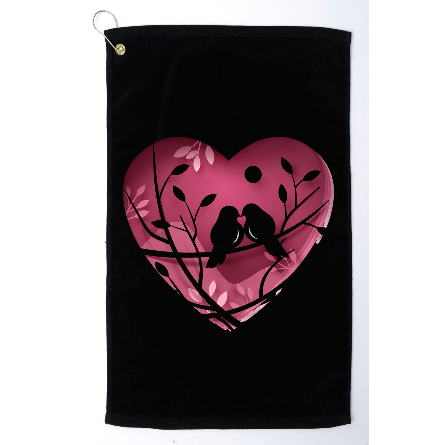 Love Birds Hollow Heart Golf Towel
