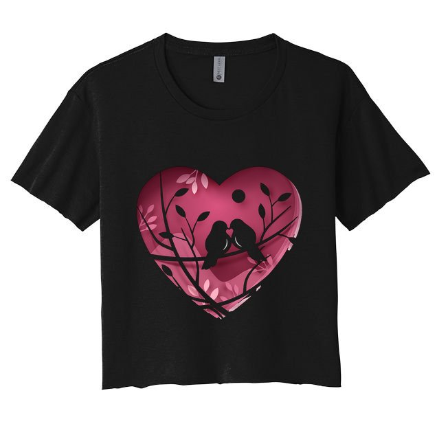 Love Birds Hollow Heart Crop Top