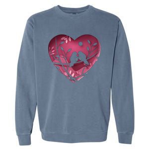 Love Birds Hollow Heart Garment-Dyed Sweatshirt