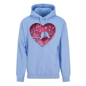 Love Birds Hollow Heart Unisex Surf Hoodie