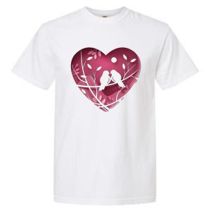 Love Birds Hollow Heart Garment-Dyed Heavyweight T-Shirt