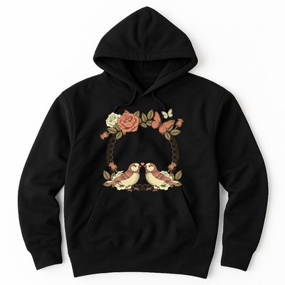 Love Birds Vintage Heart Frame Hoodie