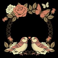 Love Birds Vintage Heart Frame Hoodie