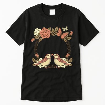 Love Birds Vintage Heart Frame Tall T-Shirt