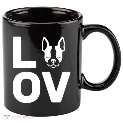 Love Boston Terrier  11oz C Handle Ceramic Mug