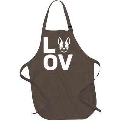 Love Boston Terrier  Full-Length Apron With Pockets