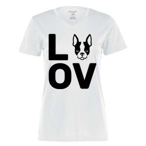 Love Boston Terrier  Women's Momentum V-Neck T-Shirt