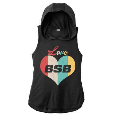 Love BSB Vintage Music Ladies PosiCharge Tri-Blend Wicking Draft Hoodie Tank