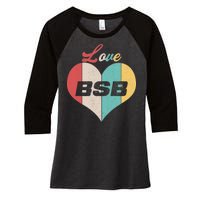 Love BSB Vintage Music Women's Tri-Blend 3/4-Sleeve Raglan Shirt