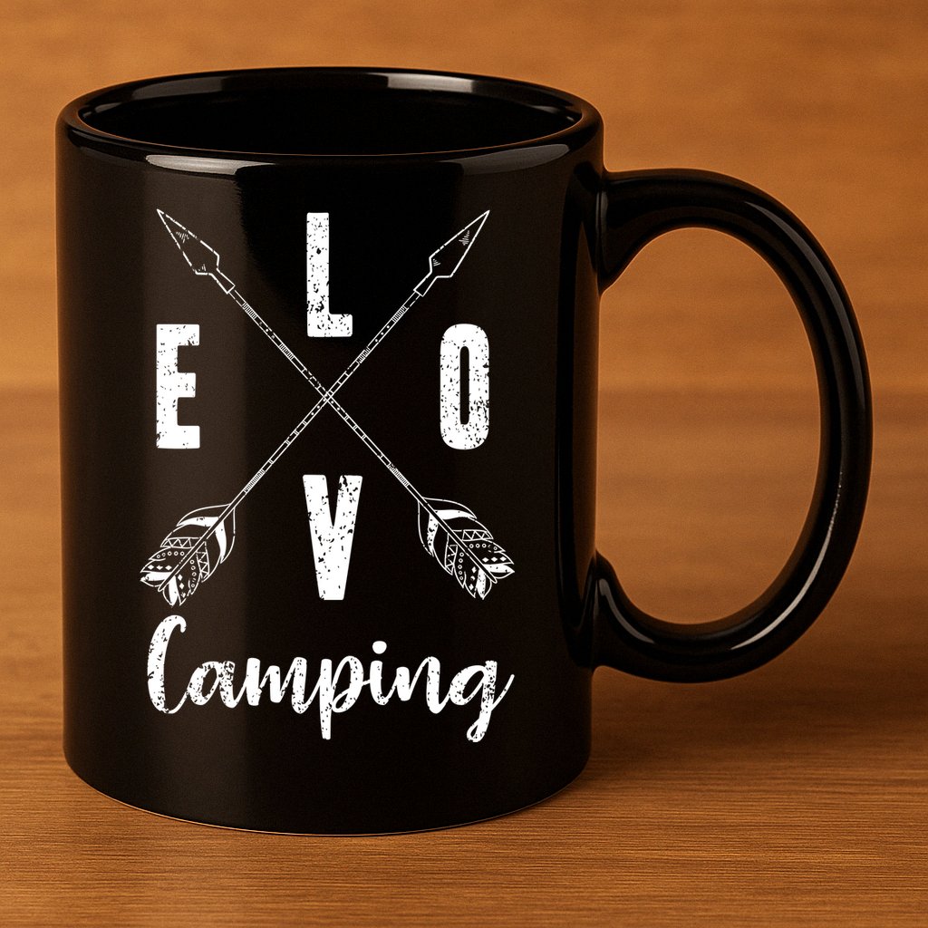 Love Camping Arrows 11oz C Handle Ceramic Mug