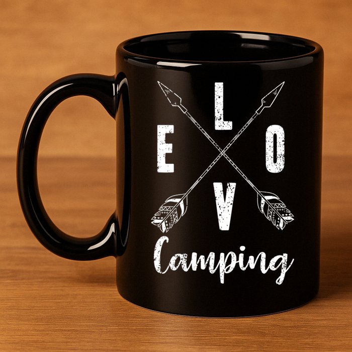 Love Camping Arrows 11oz C Handle Ceramic Mug