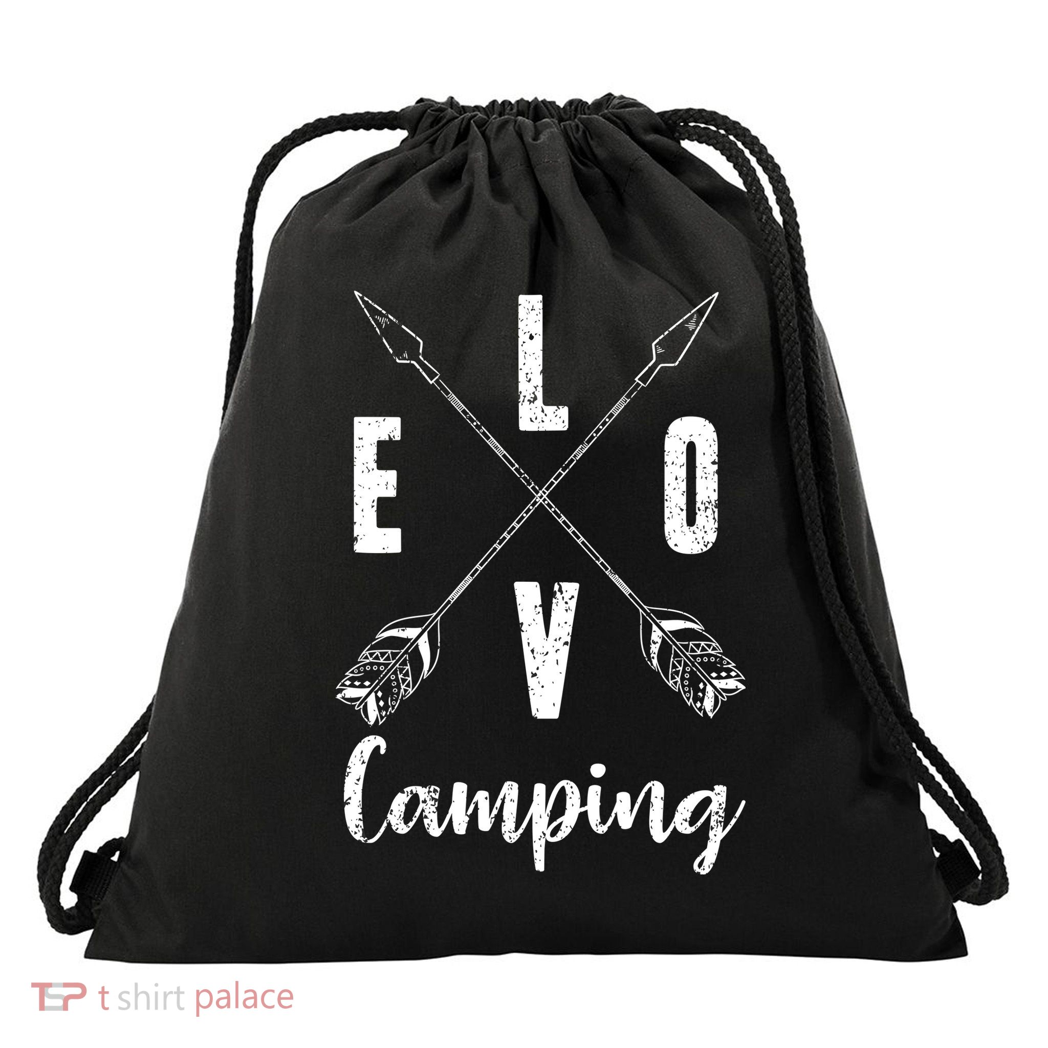 Love Camping Arrows Drawstring Bag